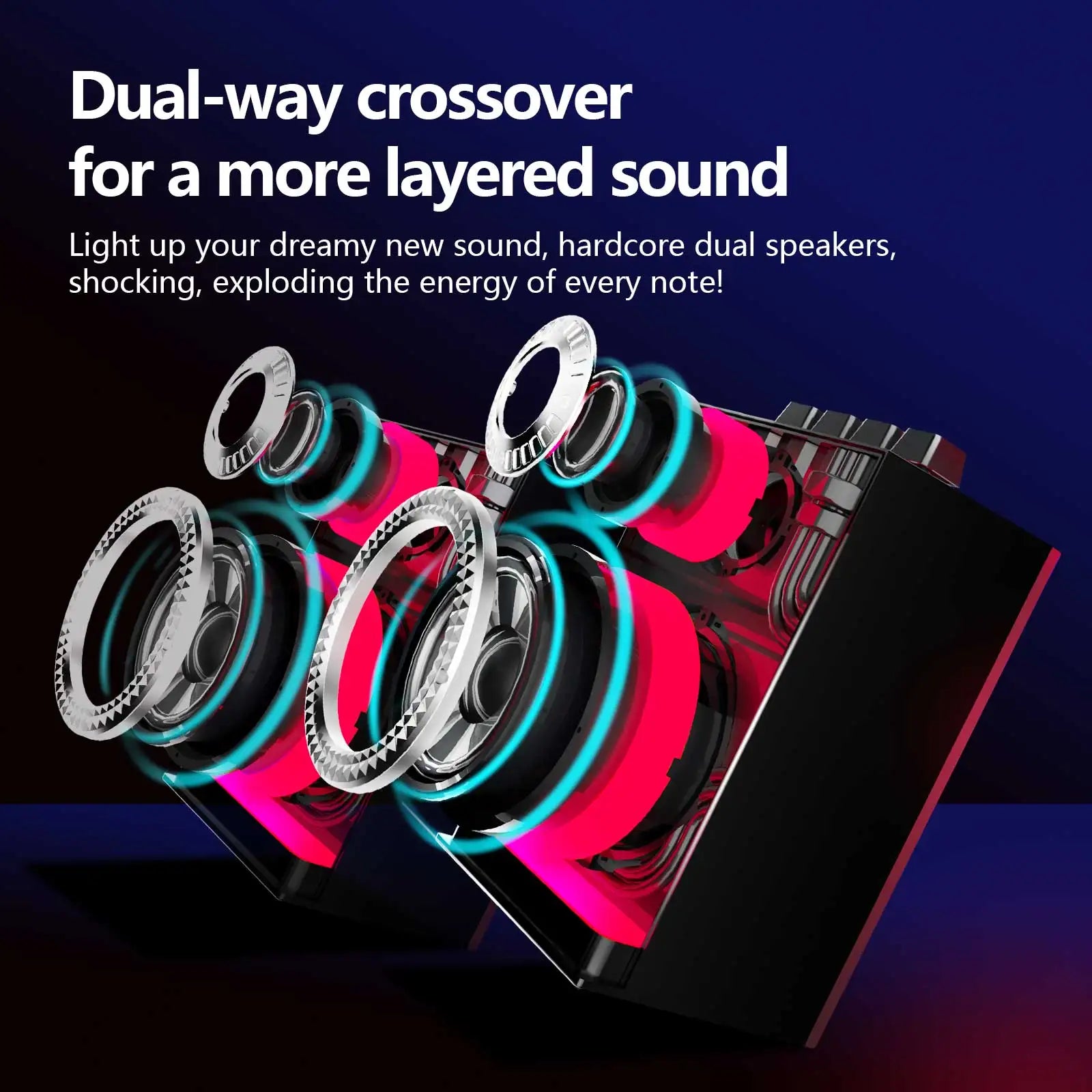 Bluetooth speaker, multi-function sound blaster, desktop dazzling subwoofer, home game audio, wireless/TF/DC 5V/AUX/3.5MM/USB