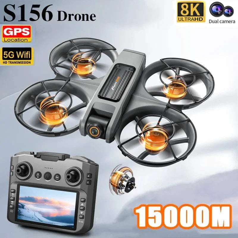 Drones S156 GPS with 8K dual cameras, 5G WiFi, and remote controller for 15,000M range flight