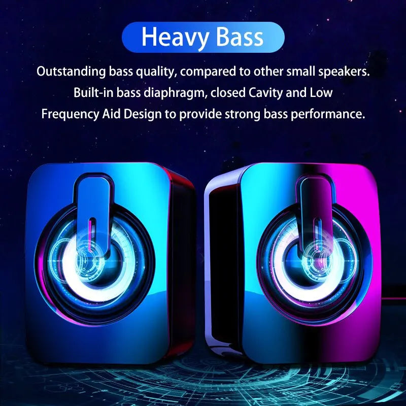 PC Computer Speakers PC Sound Box HIFI Stereo Microphone USB Wired Caixa De Som with LED Light For Desktop Computer PC Laptops