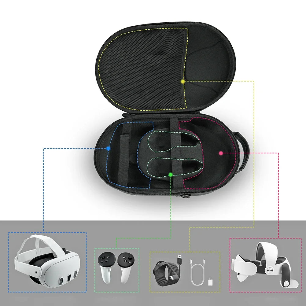 for Meta Quest 3 VR Glasses Storage Bag Waterproof EVA Portable Carrying Case Controller Protector for Meta Quest 3 VR Headset