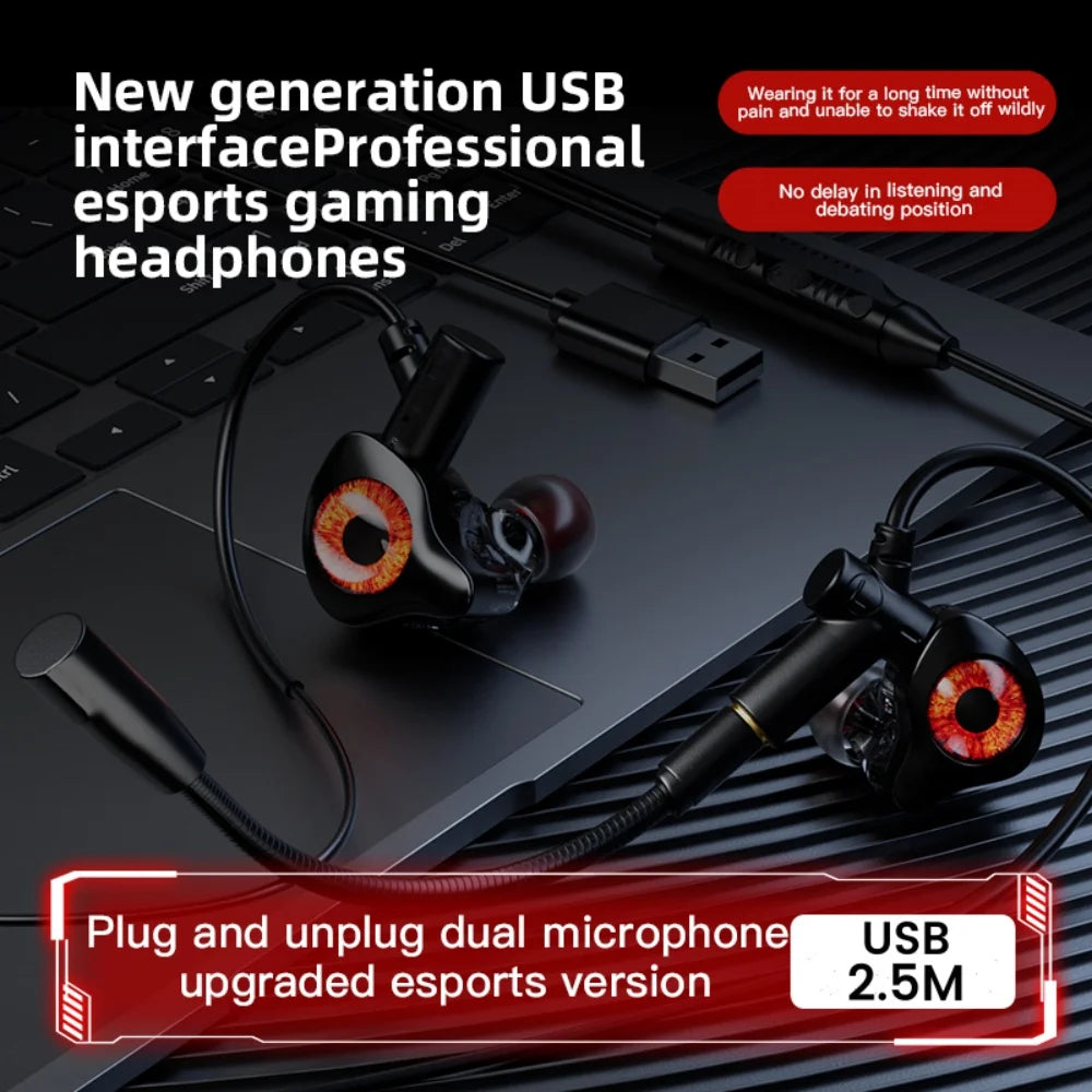 Type-C/3.5mm/USB Wired Headphones Gaming Headsets With Mic Earphones Wired Bass Stereo Esports Gamer Earbuds For Phones Computer