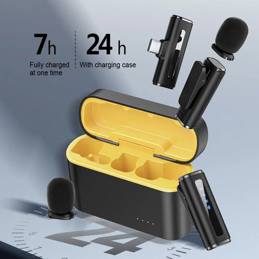 Lavalier Wireless Microphone for Phone Professional Microphone with Charging Box Noise Reduction for Android IOS Recording Live