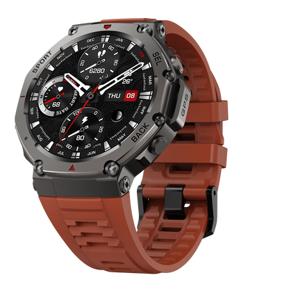 2025 New Design T-Rex 3 AMOLED GPS Smartwatch 5 ATM Waterproof 500mAh Long Battery Dual-band GNSS Military Sport Watch for Men