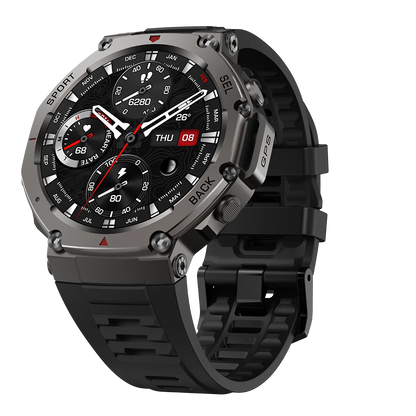 2025 New Design T-Rex 3 AMOLED GPS Smartwatch 5 ATM Waterproof 500mAh Long Battery Dual-band GNSS Military Sport Watch for Men