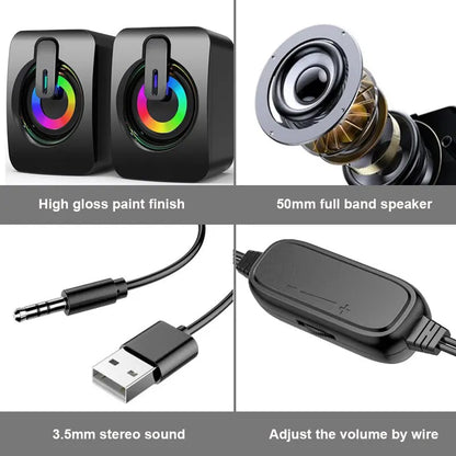 PC Computer Speakers PC Sound Box HIFI Stereo Microphone USB Wired Caixa De Som with LED Light For Desktop Computer PC Laptops