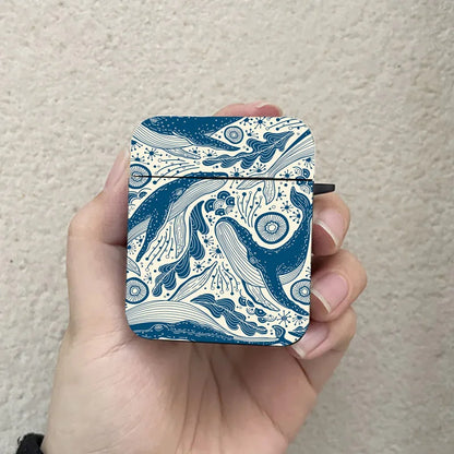 Whale and The Ocean Art AirPods Case Black Wireless Bluetooth Earphone Case for Apple Airpods 1 2 3 Pro 2 Protective Case