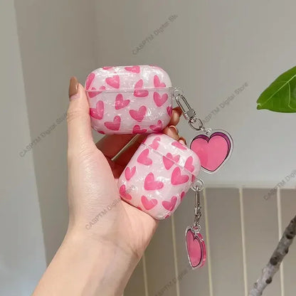 Luxury Pink Lover Heart Case For AirPods 4 Pro 2 3 Earphone Funda For AirPods Pro 2nd Generation Coque For AirPod 4 Pro 2 USB C