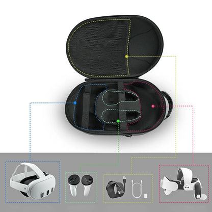 for Meta Quest 3 VR Glasses Storage Bag Waterproof EVA Portable Carrying Case Controller Protector for Meta Quest 3 VR Headset